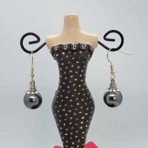 Imitation Black Grey Pearl Earrings